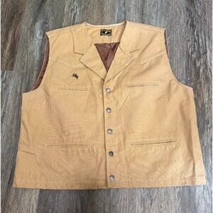 Wyoming Traders Vest Bronco Canvas Brown Western Cowboy Men's 2XL  XXL
